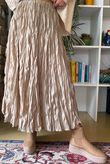 Twisted Sister Crinkle Midi Skirt Oyster